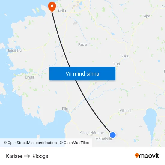 Kariste to Klooga map