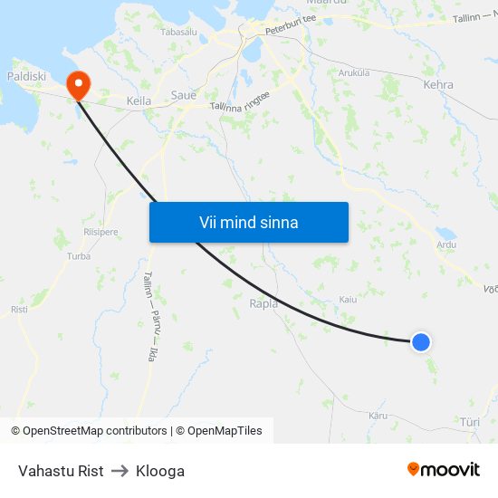 Vahastu Rist to Klooga map