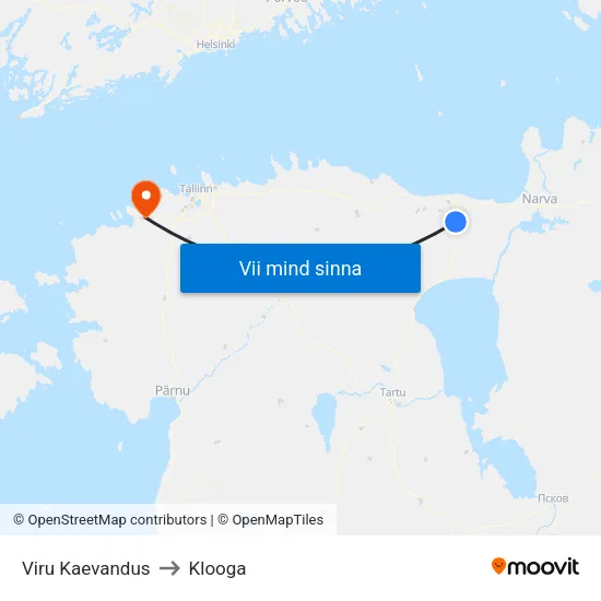 Viru Kaevandus to Klooga map
