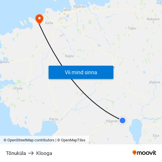 Tõnuküla to Klooga map