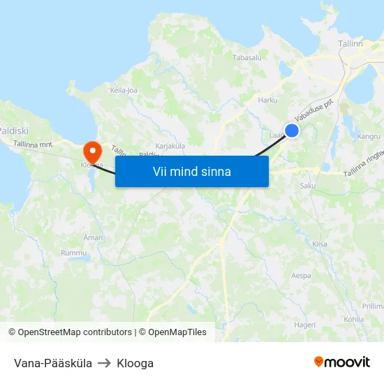 Vana-Pääsküla to Klooga map