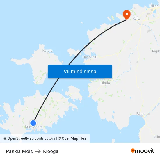 Pähkla Mõis to Klooga map