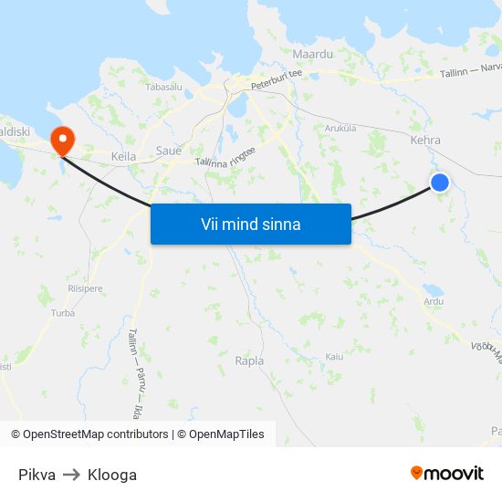 Pikva to Klooga map