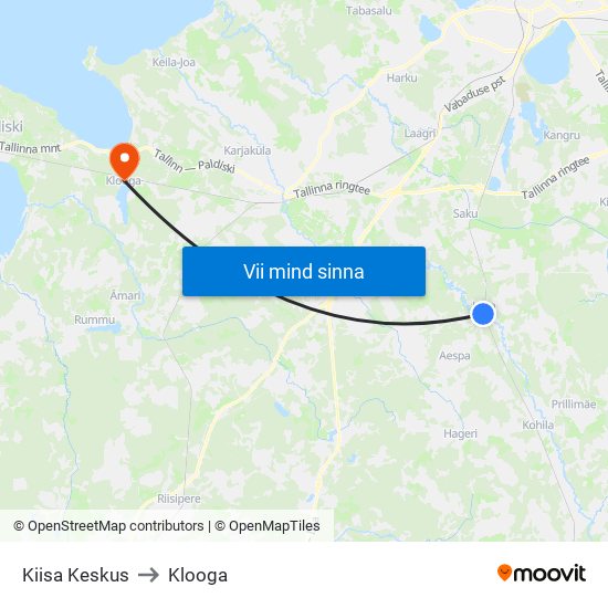 Kiisa Keskus to Klooga map