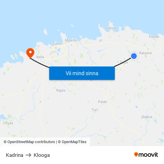 Kadrina to Klooga map