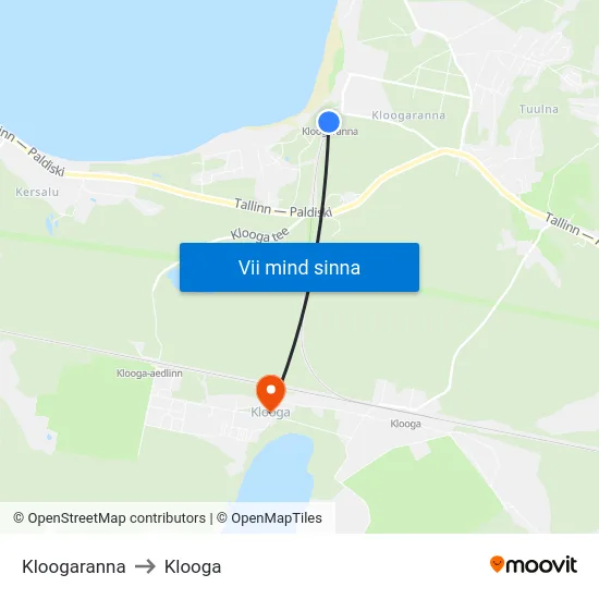Kloogaranna to Klooga map
