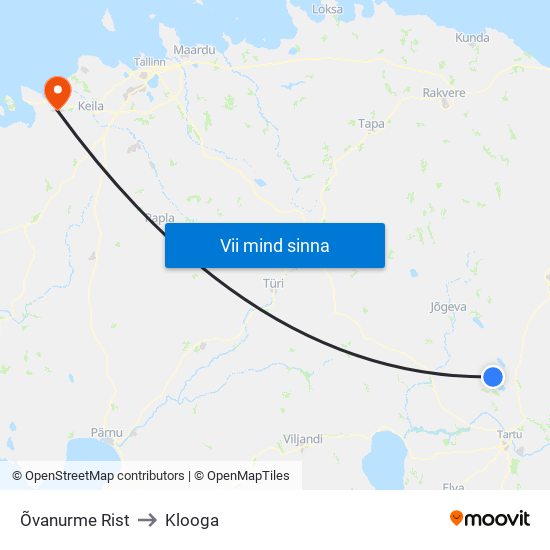 Õvanurme Rist to Klooga map