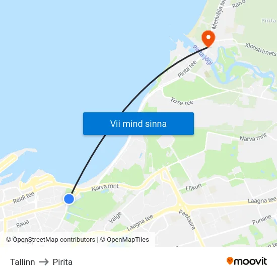 Tallinn to Pirita map