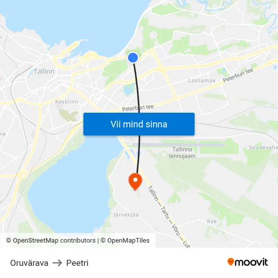 Oruvärava to Peetri map