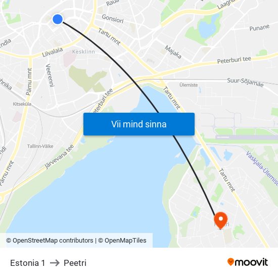 Estonia 1 to Peetri map