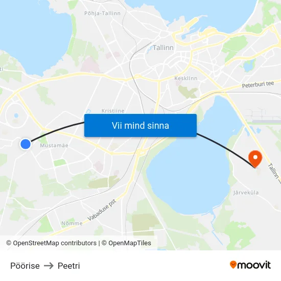 Pöörise to Peetri map