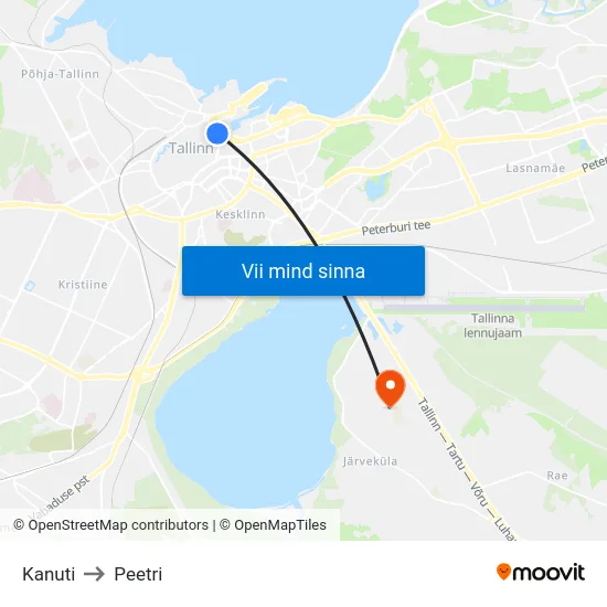 Kanuti to Peetri map
