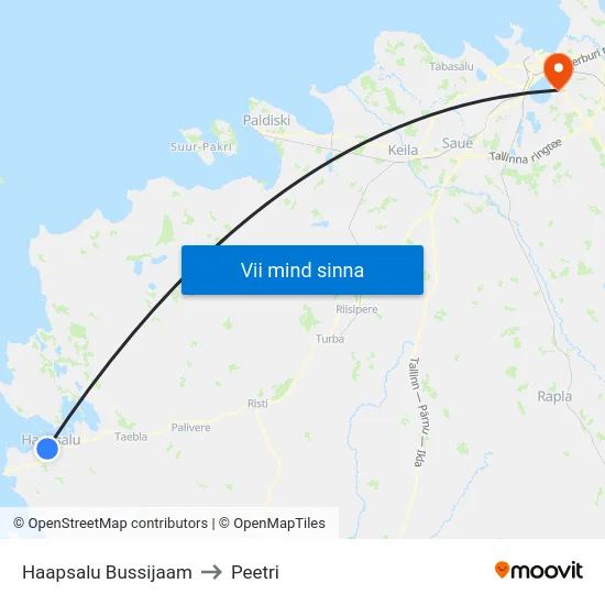 Haapsalu Bussijaam to Peetri map