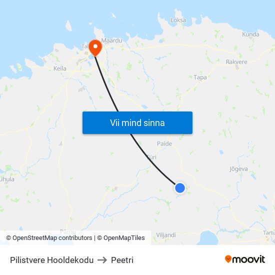 Pilistvere Hooldekodu to Peetri map