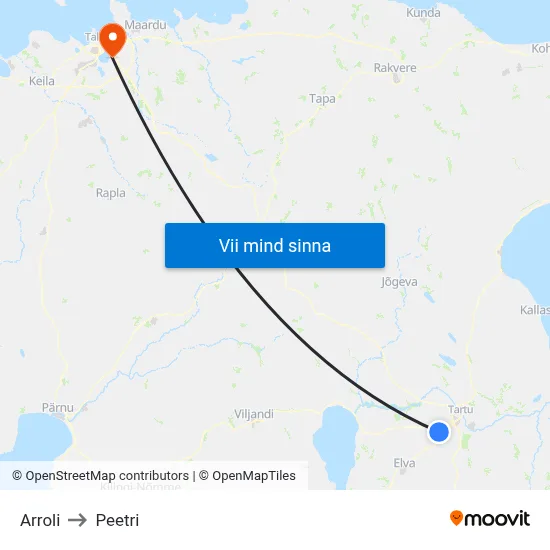 Arroli to Peetri map