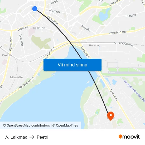 A. Laikmaa to Peetri map