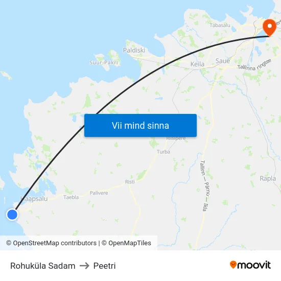 Rohuküla Sadam to Peetri map