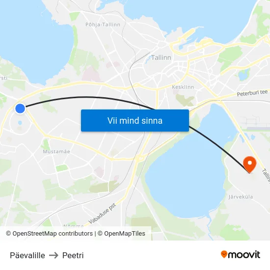 Päevalille to Peetri map