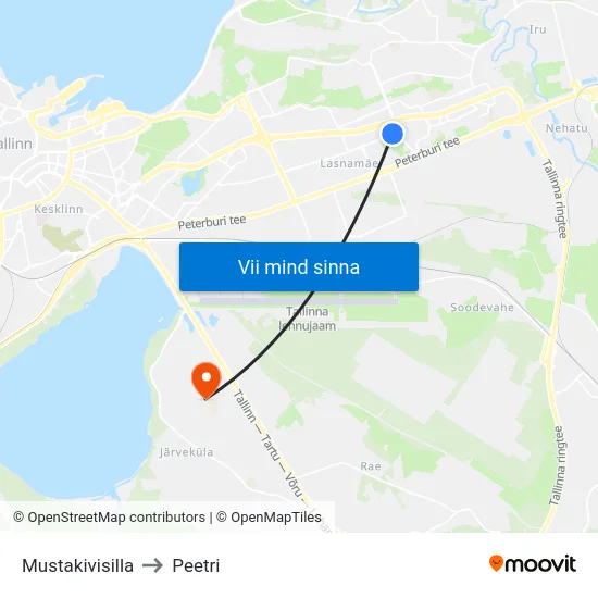 Mustakivisilla to Peetri map