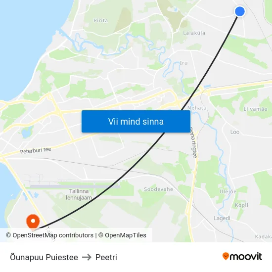Õunapuu Puiestee to Peetri map