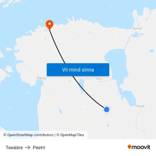 Teeääre to Peetri map