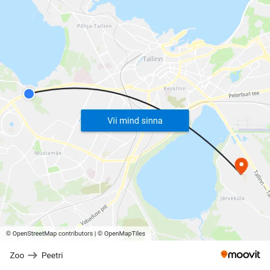 Zoo to Peetri map