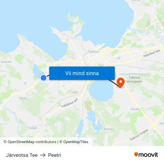 Järveotsa Tee to Peetri map