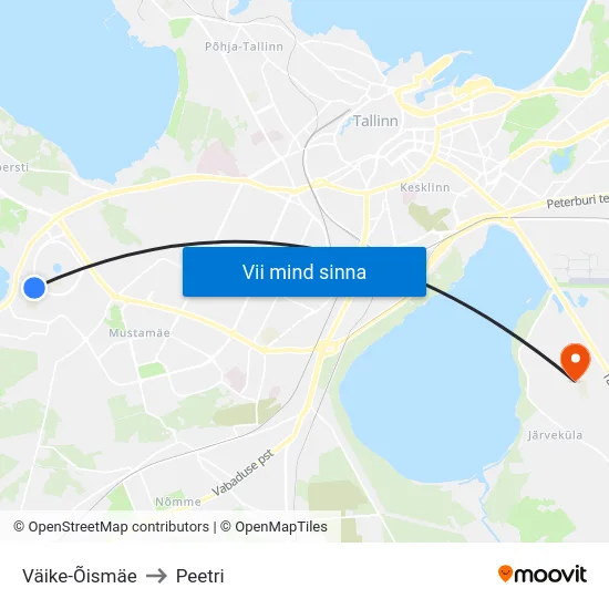 Väike-Õismäe to Peetri map