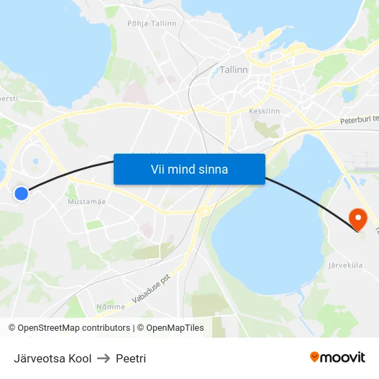 Järveotsa Kool to Peetri map