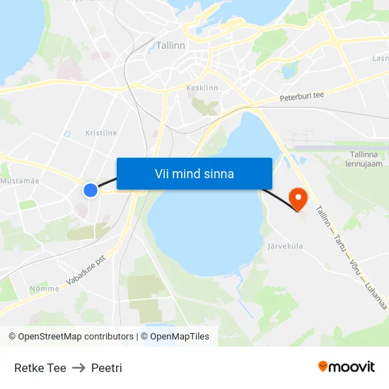 Retke Tee to Peetri map