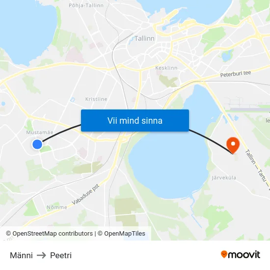 Männi to Peetri map