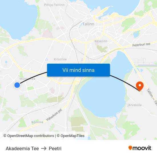 Akadeemia Tee to Peetri map