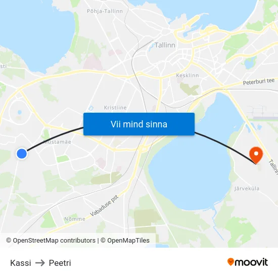 Kassi to Peetri map