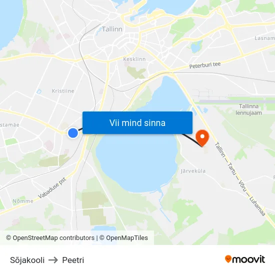 Sõjakooli to Peetri map
