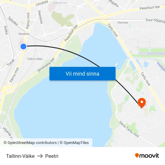 Tallinn-Väike to Peetri map