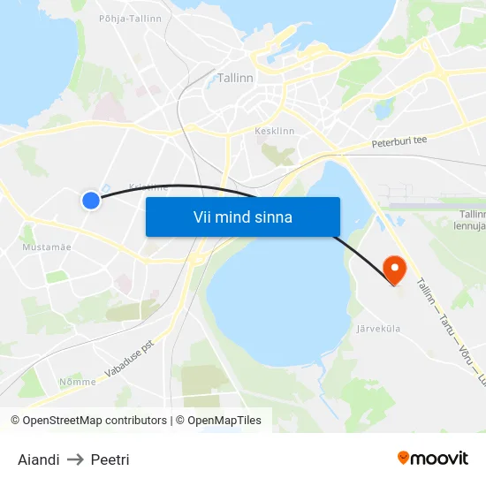 Aiandi to Peetri map