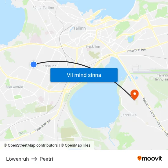 Löwenruh to Peetri map