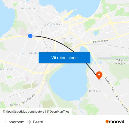 Hipodroom to Peetri map