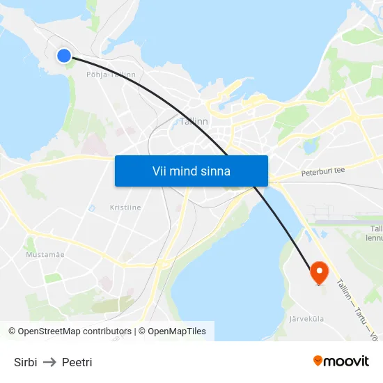 Sirbi to Peetri map