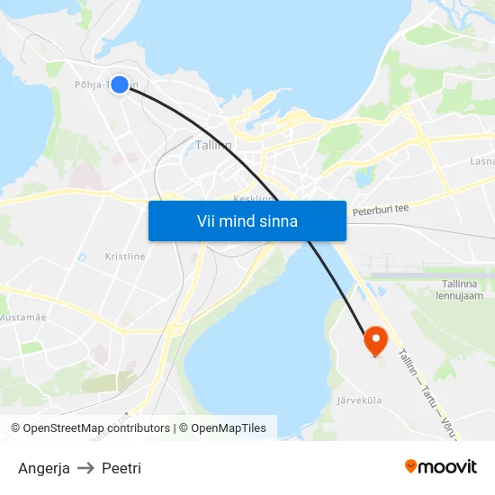 Angerja to Peetri map