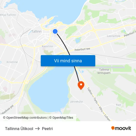 Tallinna Ülikool to Peetri map