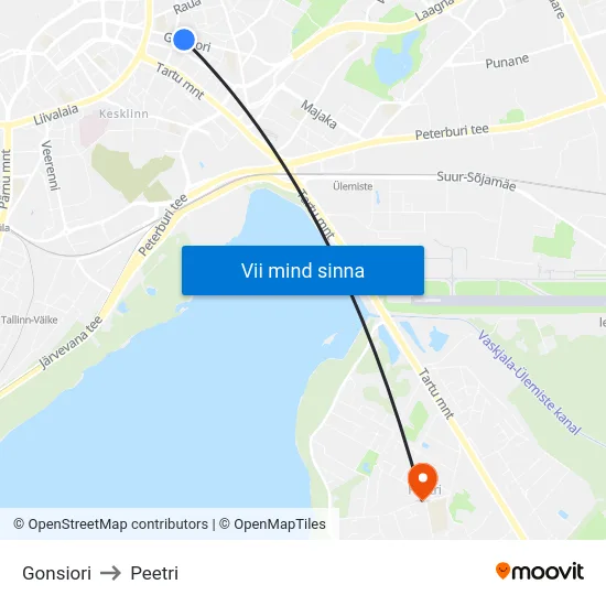 Gonsiori to Peetri map