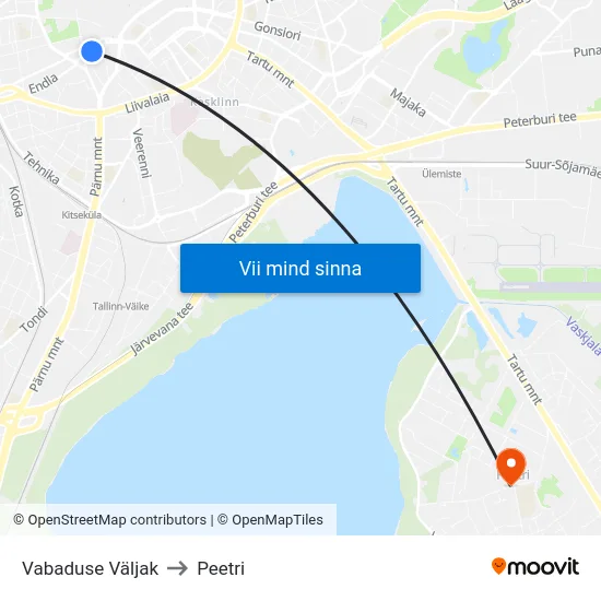 Vabaduse Väljak to Peetri map