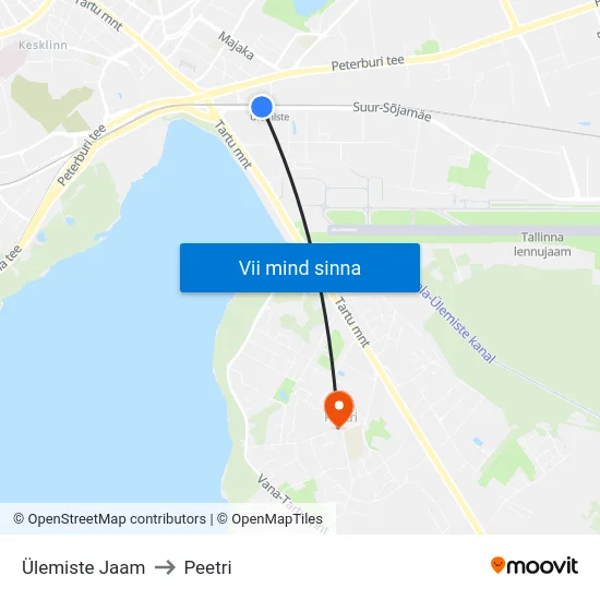 Ülemiste Jaam to Peetri map