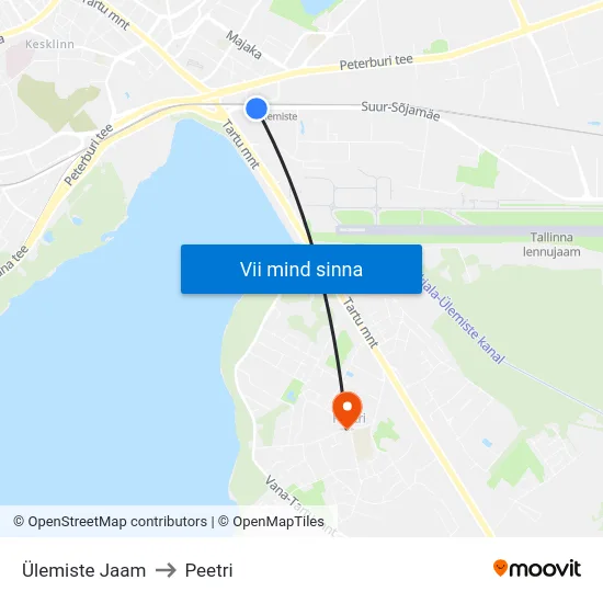 Ülemiste Jaam to Peetri map
