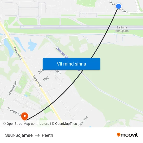 Suur-Sõjamäe to Peetri map