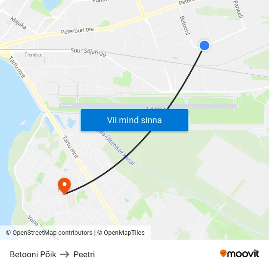 Betooni Põik to Peetri map