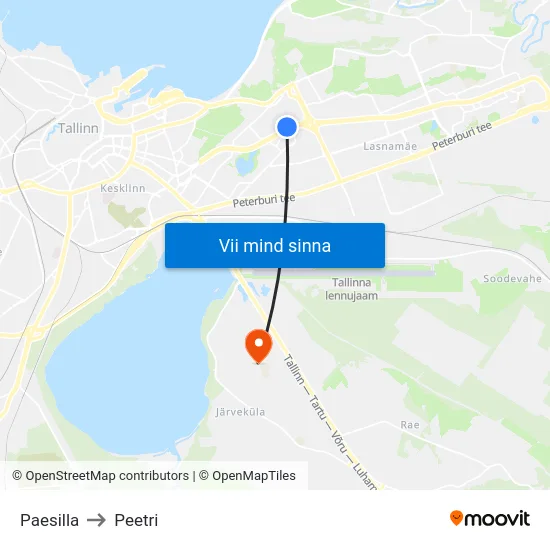 Paesilla to Peetri map