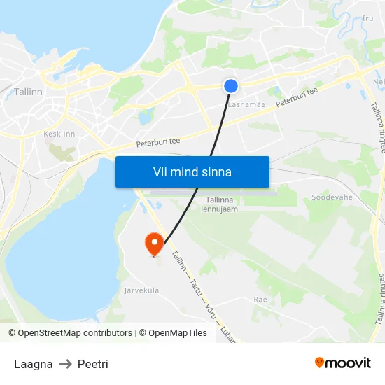 Laagna to Peetri map