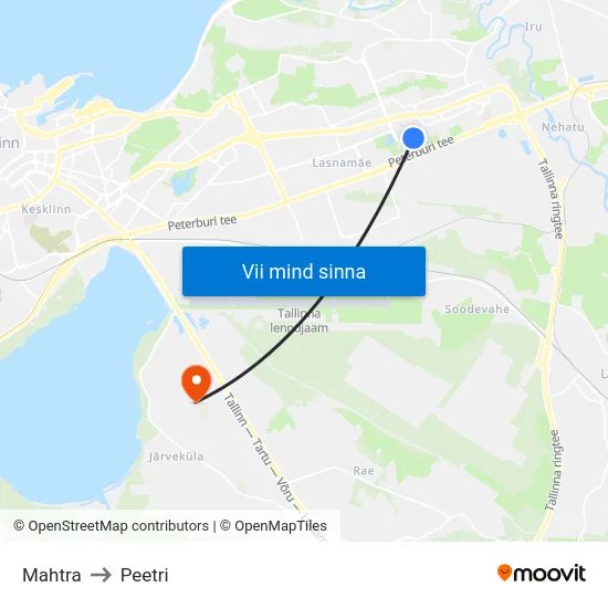 Mahtra to Peetri map